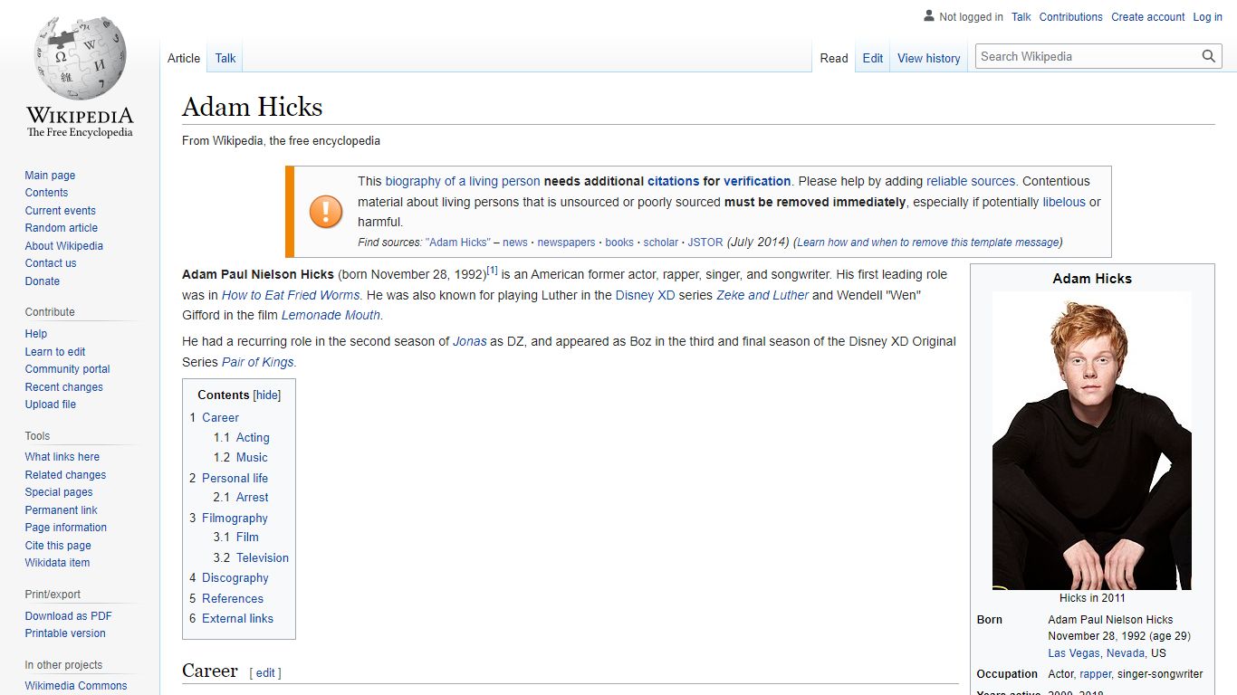 Adam Hicks - Wikipedia